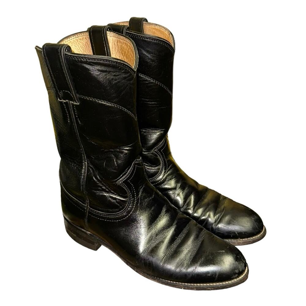 Justin Black‎ Western Cowboy Boots Women's 6B USA Leather L3703